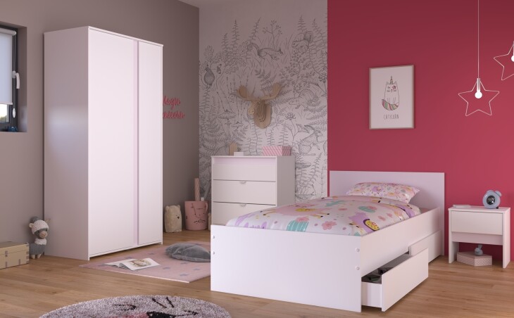 Jugendzimmer-Set >Pirouette 22< (4-teilig) in - Weiss / Rosa / Grau