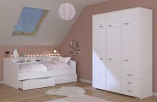 Jugendzimmer-Set >Sleep 43< (3-teilig) Bett, Schraung, Schubkasten, in Weiss