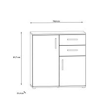 Kommode >IKOLI< 2 Türen, 2 Schübe, Sonoma Eiche Dekor / Weiss - 79,9x81,7x31,4cm BxHxT