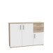 Sideboard >IKOLI< 3 Türen, 2 Schübe, Sonoma Eiche / Weiss - 119,6x81,7x31,4cm (BxHxT)