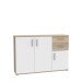 Sideboard >IKOLI< 3 Türen, 2 Schübe, Sonoma Eiche / Weiss - 119,6x81,7x31,4cm (BxHxT)