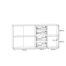 Sideboard >IKOLI< 3 Türen, 4 Schübe, Sonoma Eiche / Weiss - 159,2x81,7x31,4cm (BxHxT)