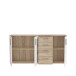 Sideboard >IKOLI< 3 Türen, 4 Schübe, Sonoma Eiche / Weiss - 159,2x81,7x31,4cm (BxHxT)