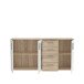 Sideboard >IKOLI< 3 Türen, 4 Schübe, Sonoma Eiche / Weiss - 159,2x81,7x31,4cm (BxHxT)