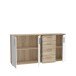 Sideboard >IKOLI< 3 Türen, 4 Schübe, Sonoma Eiche / Weiss - 159,2x81,7x31,4cm (BxHxT)