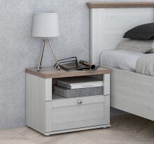 Nachtkonsole >ILOPPA< 1 Fach, 1 Schub, Schnee Eiche...