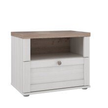 Nachtkonsole >ILOPPA< 1 Fach, 1 Schub, Schnee Eiche / Nelson Eiche - 55,4x45x34,4cm (BxHxT)