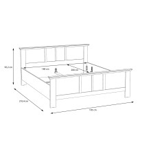 Bettgestell >ILOPPA< innen 180x200cm, Schnee Eiche / Nelson Eiche 193x95,2x210,4cm (B/H/T)
