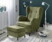 Ohrensessel >OSKAR< (Sessel und Hocker) in olive - 78x102x98 (BxHxT)