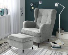 Ohrensessel >OSKAR< (Sessel und Hocker) in grey -...
