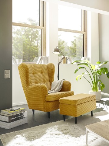 Ohrensessel >OSKAR< (Sessel und Hocker) in mustard