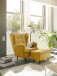 Ohrensessel >OSKAR< (Sessel und Hocker) in mustard - 78x102x98 (BxHxT)