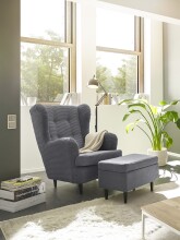 Ohrensessel >OSKAR< (Sessel und Hocker) in ash - 78x102x98 (BxHxT)