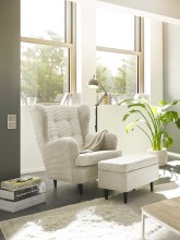 Ohrensessel >OSKAR< (Sessel und Hocker) in Cream - 78x102x98 (BxHxT)