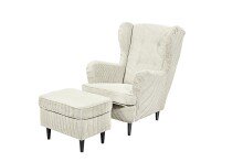 Ohrensessel >OSKAR< (Sessel und Hocker) in Cream -...