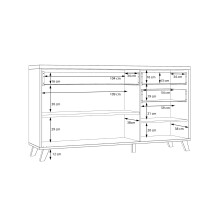 Sideboard >RICCIANO< soft close, Betonoptik Dunkelgrau / Stabeiche 74,2x94,7x41,5cm (B/H/T)