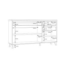 Sideboard >RICCIANO< soft close, Betonoptik Dunkelgrau / Stabeiche 74,2x94,7x41,5cm (B/H/T)
