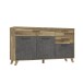 Sideboard >RICCIANO< soft close, Betonoptik Dunkelgrau / Stabeiche 74,2x94,7x41,5cm (B/H/T)