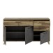 Sideboard >RICCIANO< soft close, Betonoptik Dunkelgrau / Stabeiche 74,2x94,7x41,5cm (B/H/T)