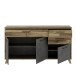 Sideboard >RICCIANO< soft close, Betonoptik Dunkelgrau / Stabeiche 74,2x94,7x41,5cm (B/H/T)