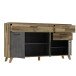 Sideboard >RICCIANO< soft close, Betonoptik Dunkelgrau / Stabeiche 74,2x94,7x41,5cm (B/H/T)