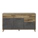 Sideboard >RICCIANO< soft close, Betonoptik Dunkelgrau / Stabeiche 74,2x94,7x41,5cm (B/H/T)