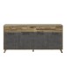 Sideboard >RICCIANO< soft close, Betonoptik Dunkelgrau/ Stabeiche - 203,9x97,4x41,5 (BxHxT)