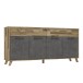 Sideboard >RICCIANO< soft close, Betonoptik Dunkelgrau/ Stabeiche - 203,9x97,4x41,5 (BxHxT)