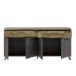 Sideboard >RICCIANO< soft close, Betonoptik Dunkelgrau/ Stabeiche - 203,9x97,4x41,5 (BxHxT)
