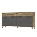 Sideboard >RICCIANO< soft close, Betonoptik Dunkelgrau/ Stabeiche - 203,9x97,4x41,5 (BxHxT)
