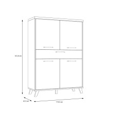 Highboard >RICCIANO< in Betonoptik Dunkelgrau/ Stabeiche - 114,5x161,9x41,5cm (B/H/T)