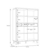 Highboard >RICCIANO< in Betonoptik Dunkelgrau/ Stabeiche - 114,5x161,9x41,5cm (B/H/T)