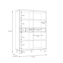 Highboard >RICCIANO< in Betonoptik Dunkelgrau/ Stabeiche - 114,5x161,9x41,5cm (B/H/T)