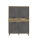 Highboard >RICCIANO< in Betonoptik Dunkelgrau/ Stabeiche - 114,5x161,9x41,5cm (B/H/T)