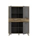 Highboard >RICCIANO< in Betonoptik Dunkelgrau/ Stabeiche - 114,5x161,9x41,5cm (B/H/T)