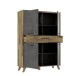 Highboard >RICCIANO< in Betonoptik Dunkelgrau/ Stabeiche - 114,5x161,9x41,5cm (B/H/T)
