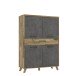 Highboard >RICCIANO< in Betonoptik Dunkelgrau/ Stabeiche - 114,5x161,9x41,5cm (B/H/T)