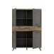 Highboard >RICCIANO< in Betonoptik Dunkelgrau/ Stabeiche - 114,5x161,9x41,5cm (B/H/T)