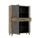 Highboard >RICCIANO< in Betonoptik Dunkelgrau/ Stabeiche - 114,5x161,9x41,5cm (B/H/T)