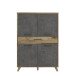 Highboard >RICCIANO< in Betonoptik Dunkelgrau/ Stabeiche - 114,5x161,9x41,5cm (B/H/T)