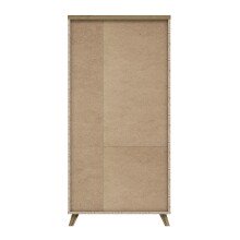 Stauraumvitrine >RICCIANO< in Betonoptik Dunkelgrau / Stabeiche -  94,5x190,9x41,5cm (B/H/T)