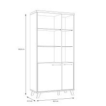 Stauraumvitrine >RICCIANO< in Betonoptik Dunkelgrau / Stabeiche -  94,5x190,9x41,5cm (B/H/T)