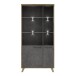 Stauraumvitrine >RICCIANO< in Betonoptik Dunkelgrau / Stabeiche -  94,5x190,9x41,5cm (B/H/T)