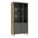 Stauraumvitrine >RICCIANO< in Betonoptik Dunkelgrau / Stabeiche -  94,5x190,9x41,5cm (B/H/T)