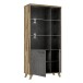 Stauraumvitrine >RICCIANO< in Betonoptik Dunkelgrau / Stabeiche -  94,5x190,9x41,5cm (B/H/T)