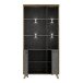 Stauraumvitrine >RICCIANO< in Betonoptik Dunkelgrau / Stabeiche -  94,5x190,9x41,5cm (B/H/T)