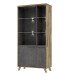 Stauraumvitrine >RICCIANO< in Betonoptik Dunkelgrau / Stabeiche -  94,5x190,9x41,5cm (B/H/T)