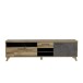 Lowboard >RICCIANO< in Betonoptik Dunkelgrau / Stabeiche - 154,5x56,6x52,2cm (B/H/T)