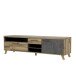 Lowboard >RICCIANO< in Betonoptik Dunkelgrau / Stabeiche - 154,5x56,6x52,2cm (B/H/T)
