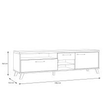 Lowboard >RICCIANO< in Betonoptik Dunkelgrau/ Stabeiche - 199x57x52cm (B/H/T)